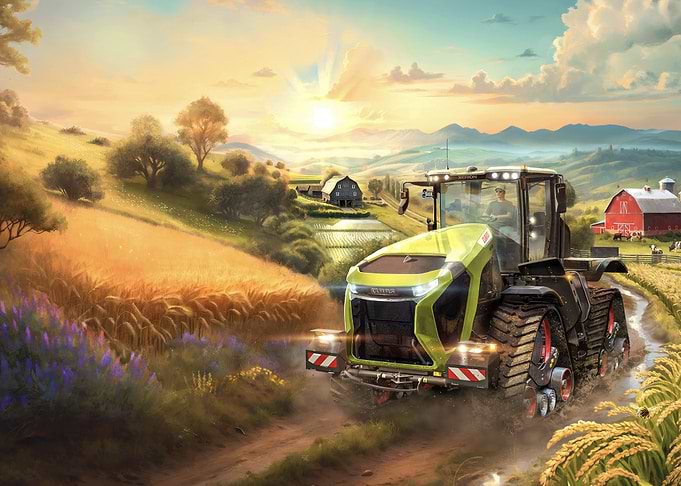 Farm Tractor in Golden Field