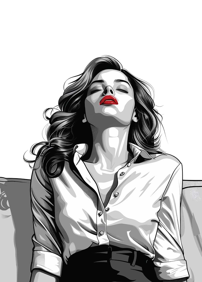 Woman with Red Lips