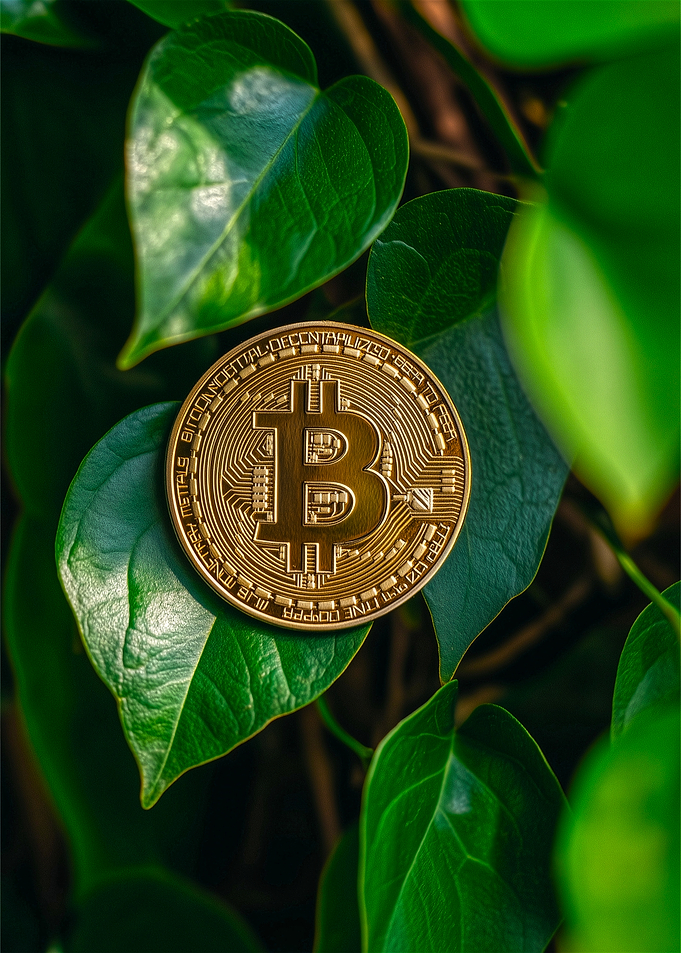 Bitcoin in green nature