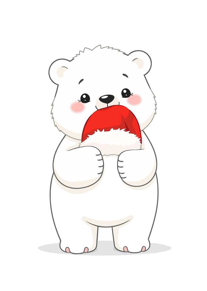 Cute Polar Bear with Santa Hat