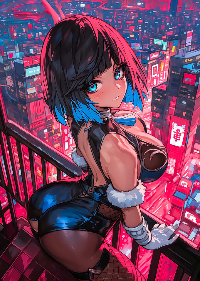 Anime Girl in Neon City
