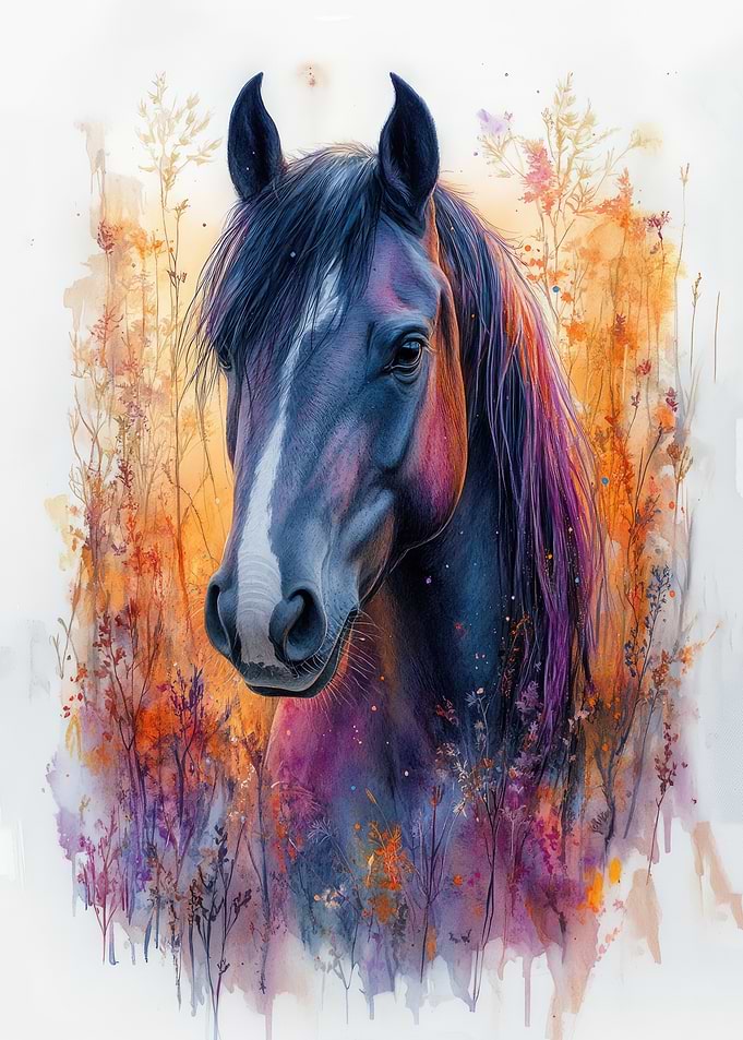 Horse Watercolor Portrait