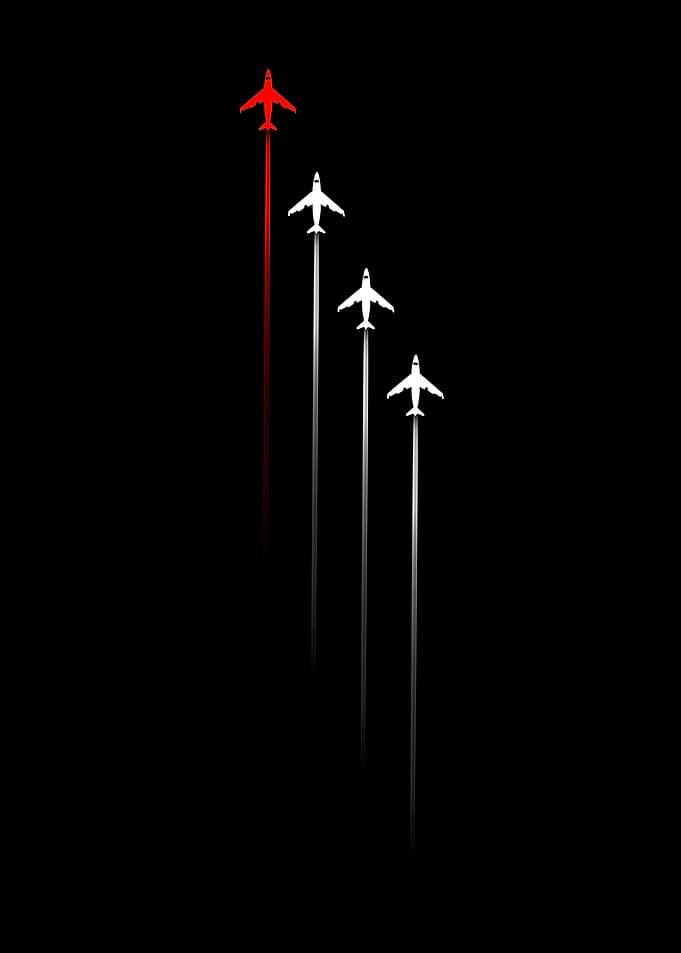 Red Plane Leading the Way