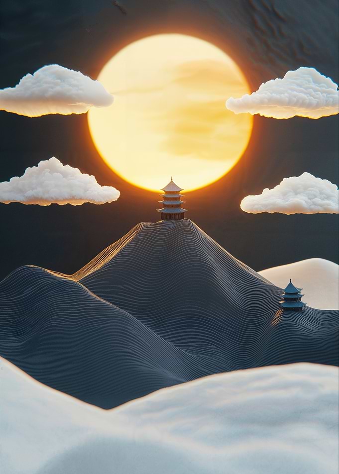Japanese Pagoda Sunset