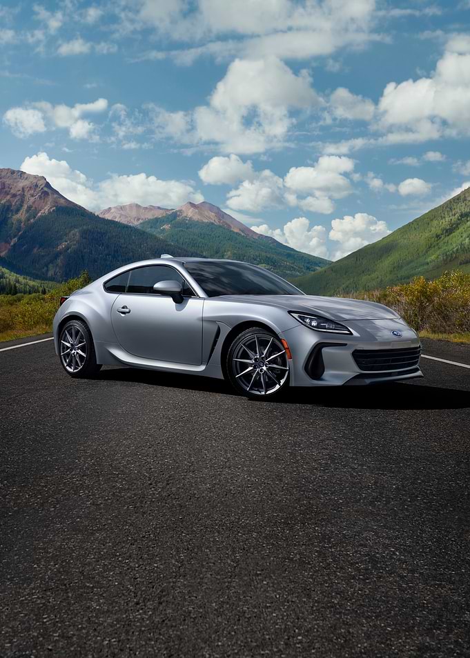 Silver Subaru BRZ on Mountain Road