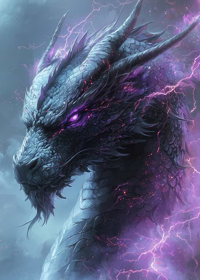 Dragon with Purple Lightning