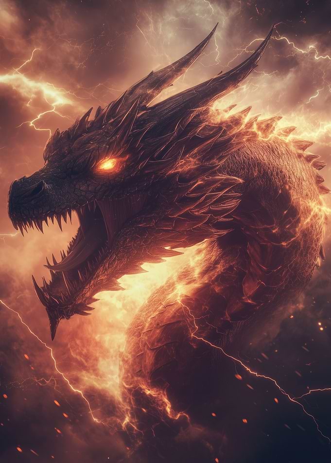 Fiery Dragon in Storm