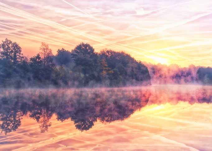 Misty Sunrise Lake