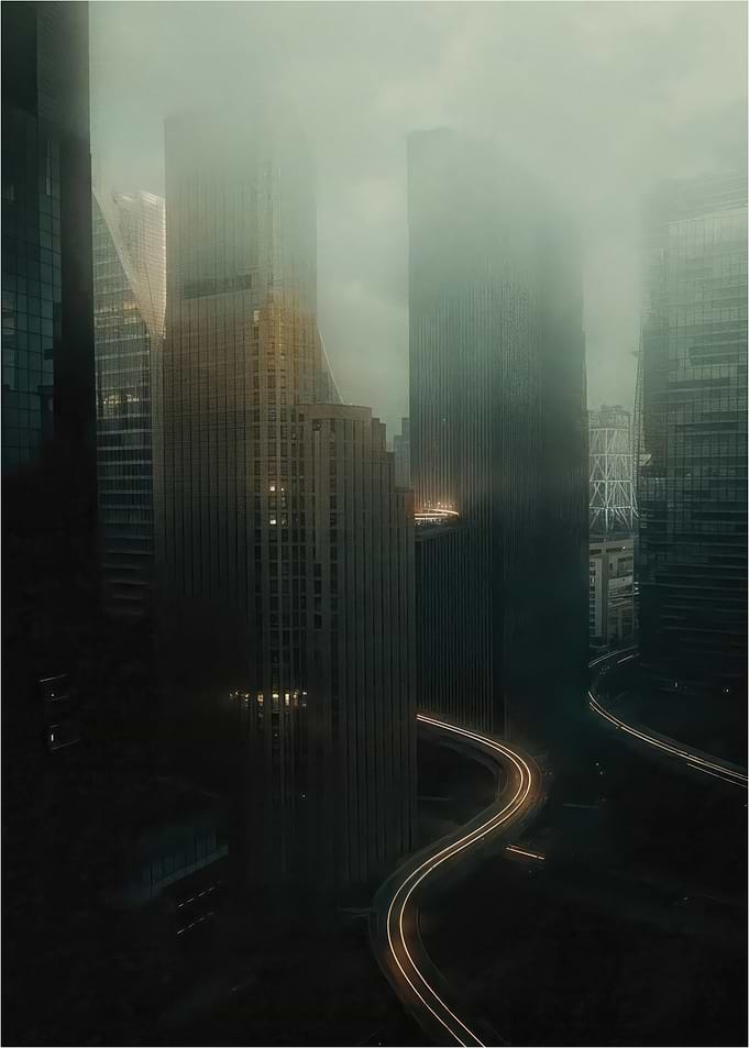 Cyberpunk Skyline at Dusk