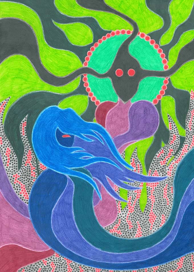 Abstract Female Figure with Eyes