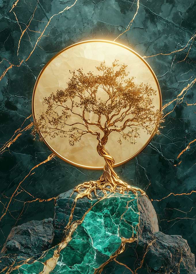 Golden Tree on Marble