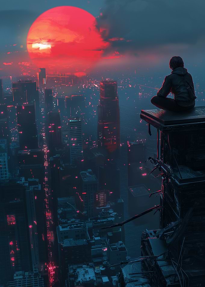 Cyberpunk Cityscape Sunset