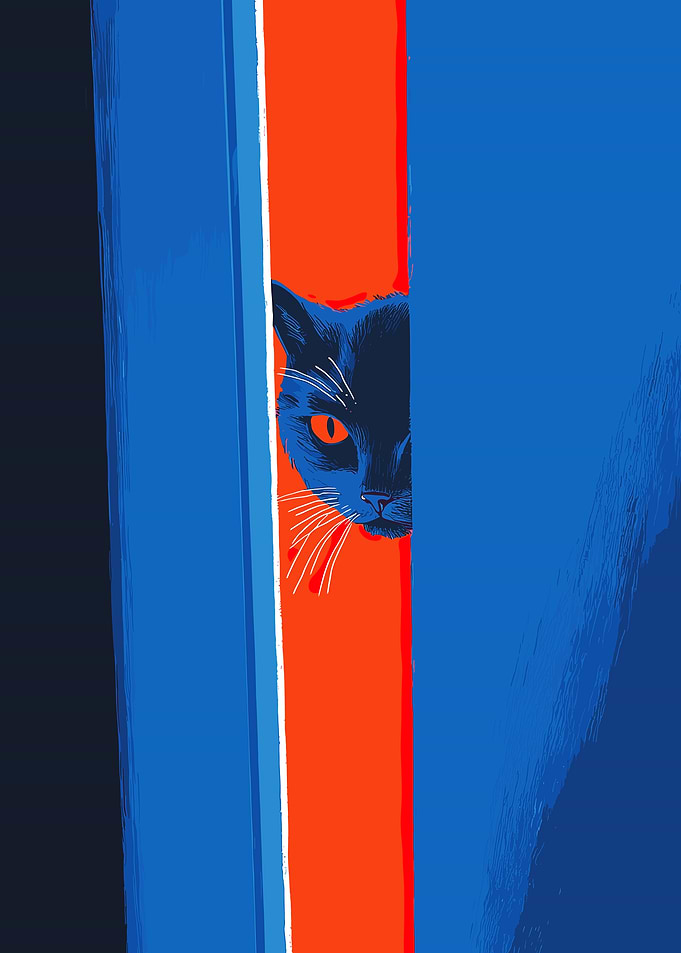 Cat Peeking Through Door
