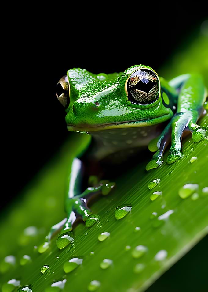 Green Tree Frog on Leaf