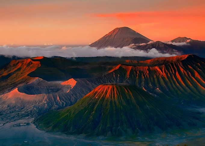 Volcanic Landscape at Sunset