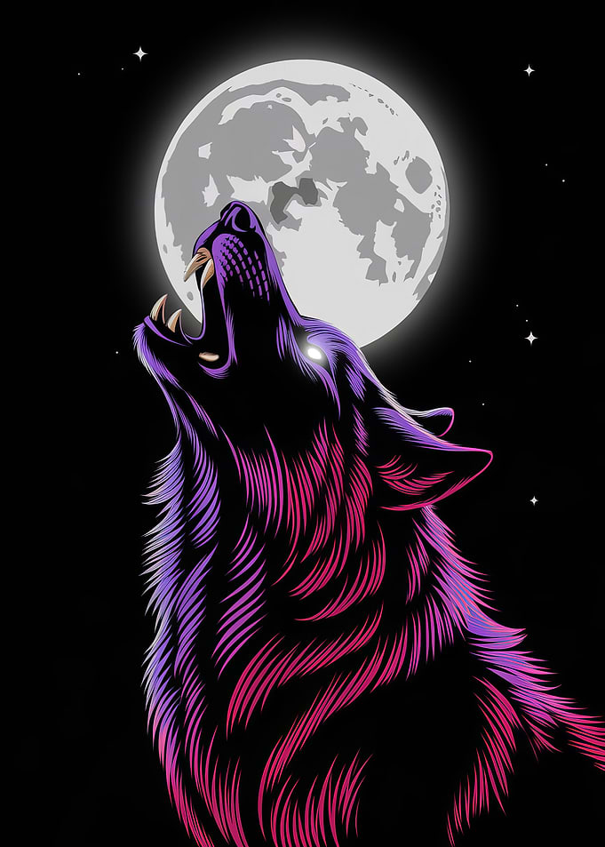 Wolf Howling at the Moon