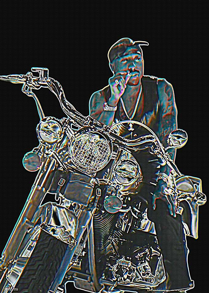 Tupac Shakur on Motorcycle
