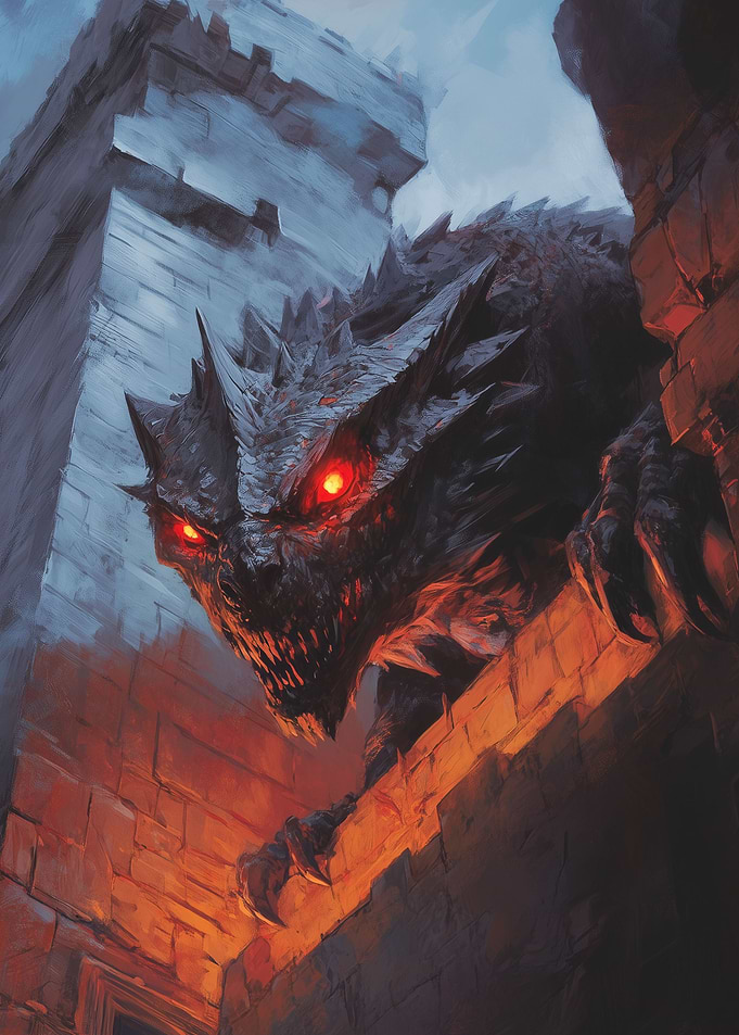 Dragon on Castle Wall