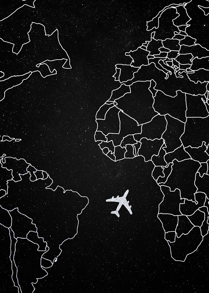 World Map with Airplane