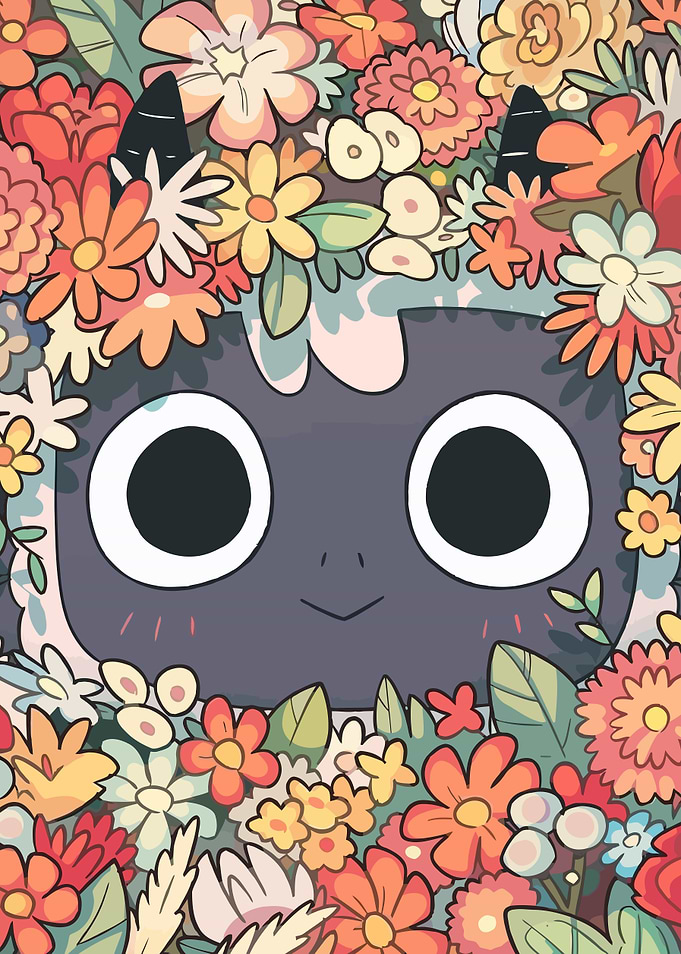 Cute Monster in Flowers