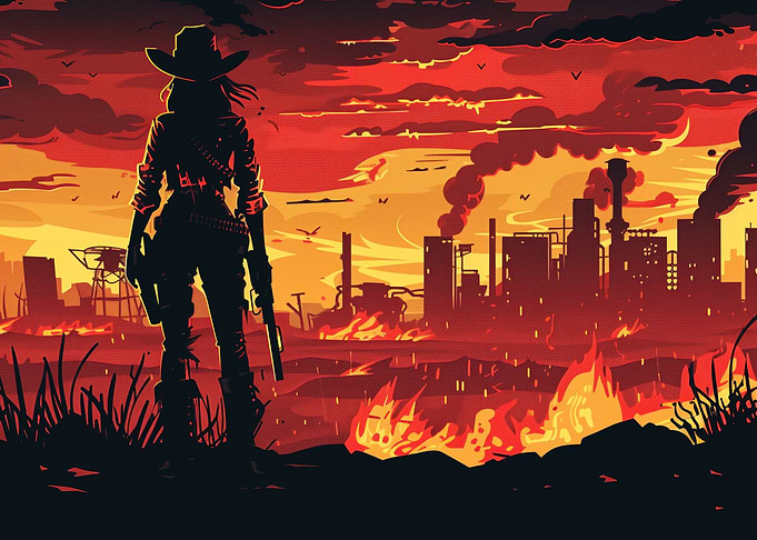 Silhouette of a Cowgirl