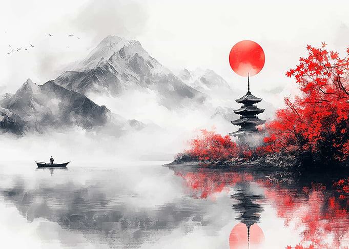 Japanese Pagoda Landscape