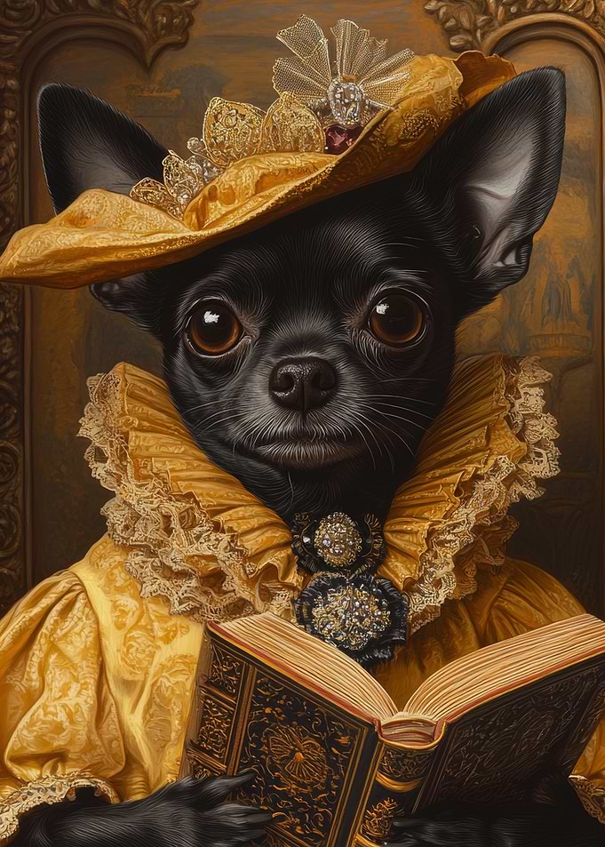 Majestic Chihuahua in Yellow and Gold | Renaissance Chihuahua Poster