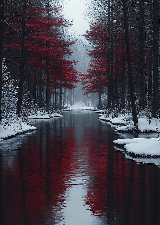 Red Trees in Winter