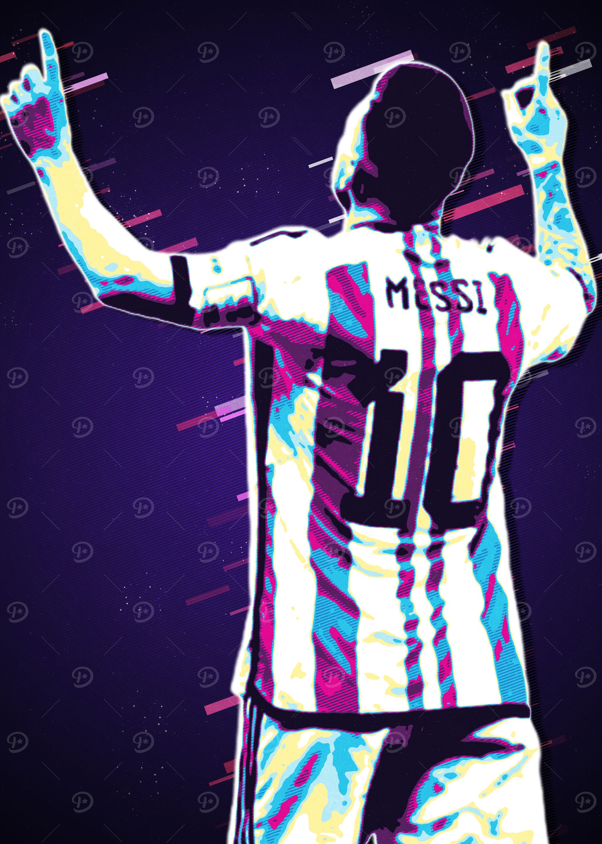 Messi Retro Soccer Art