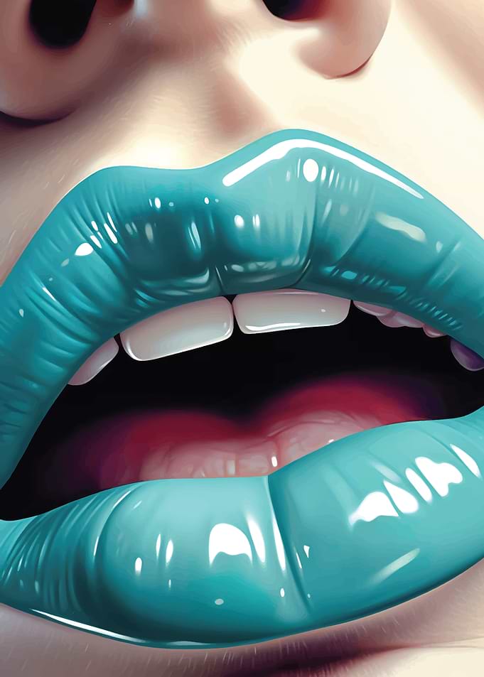 Glossy Teal Lips