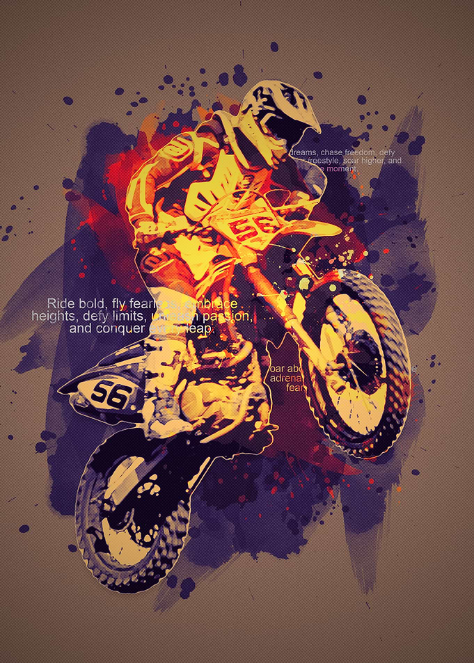 Motocross Rider Watercolor