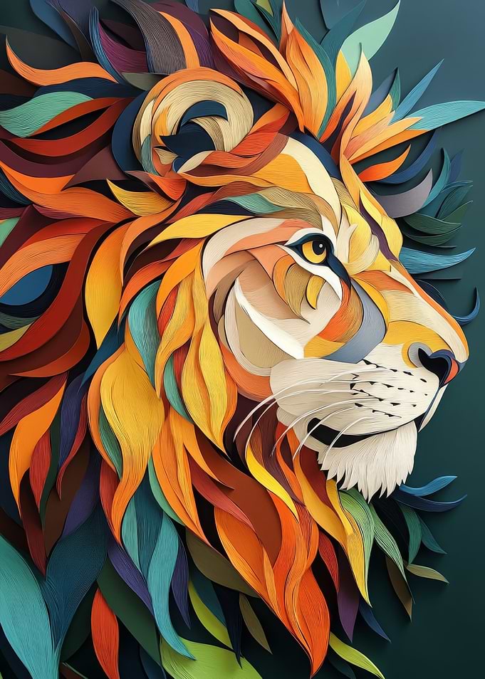Colorful Paper Lion