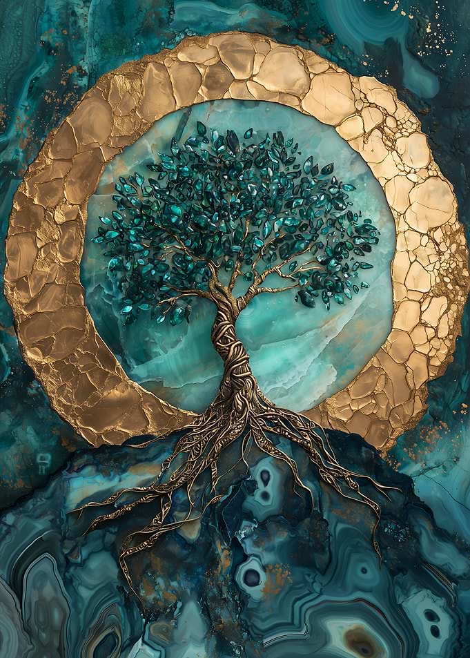 Gold & Teal Tree of Life