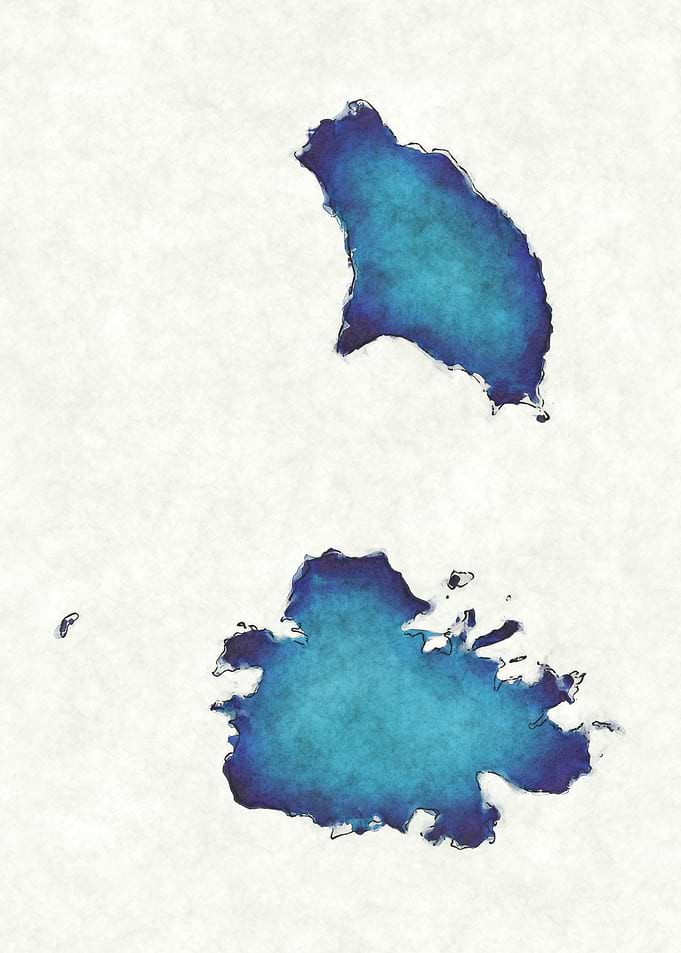Antigua and Barbuda watercolor map