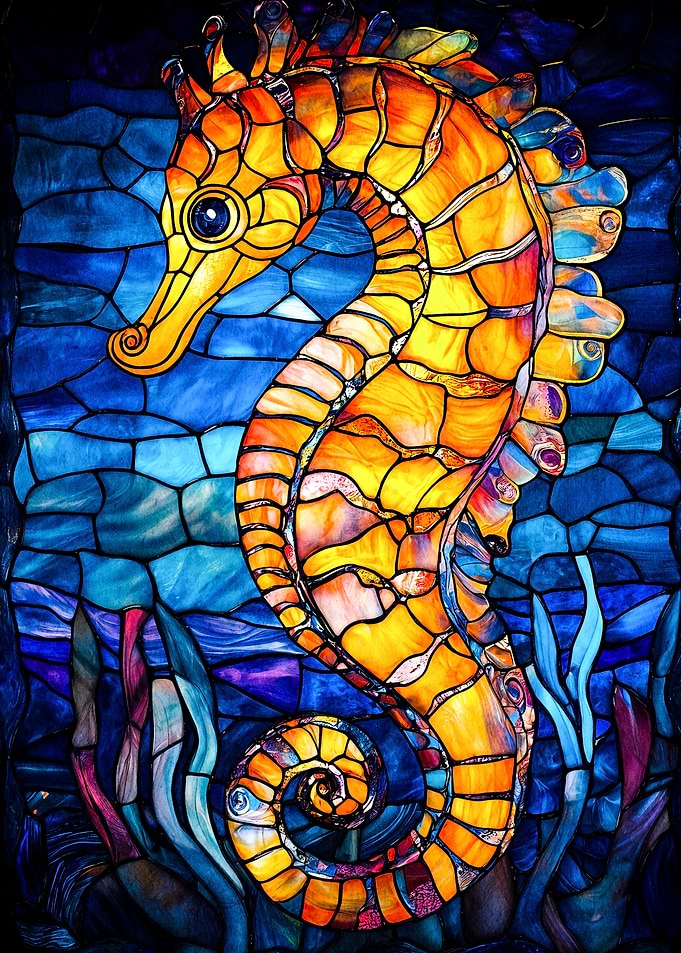 Stained Glass Seahorse