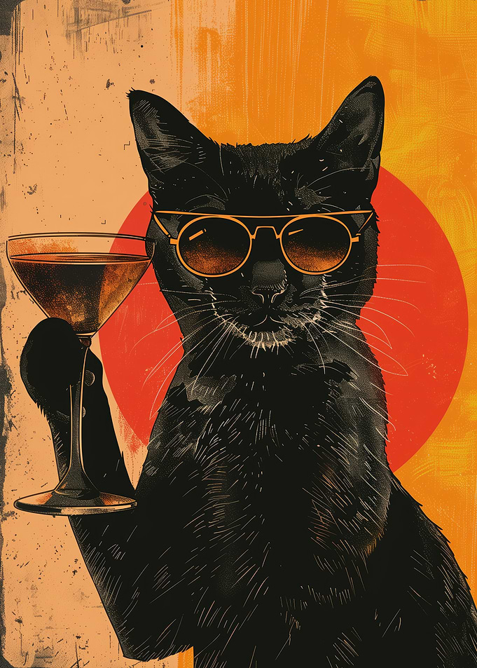 Cool Cat with Cocktail