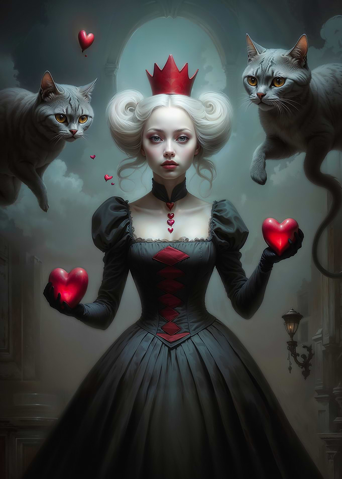 Queen of Hearts with Cats