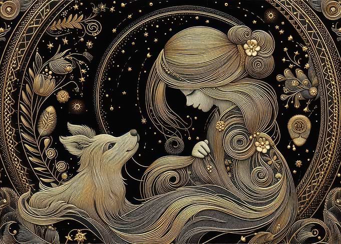 Golden Thread Woman and Fox