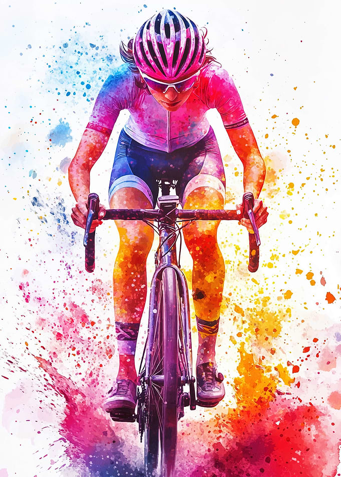Cyclist in Watercolor