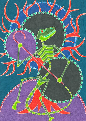 Skeleton Lizard with Staff