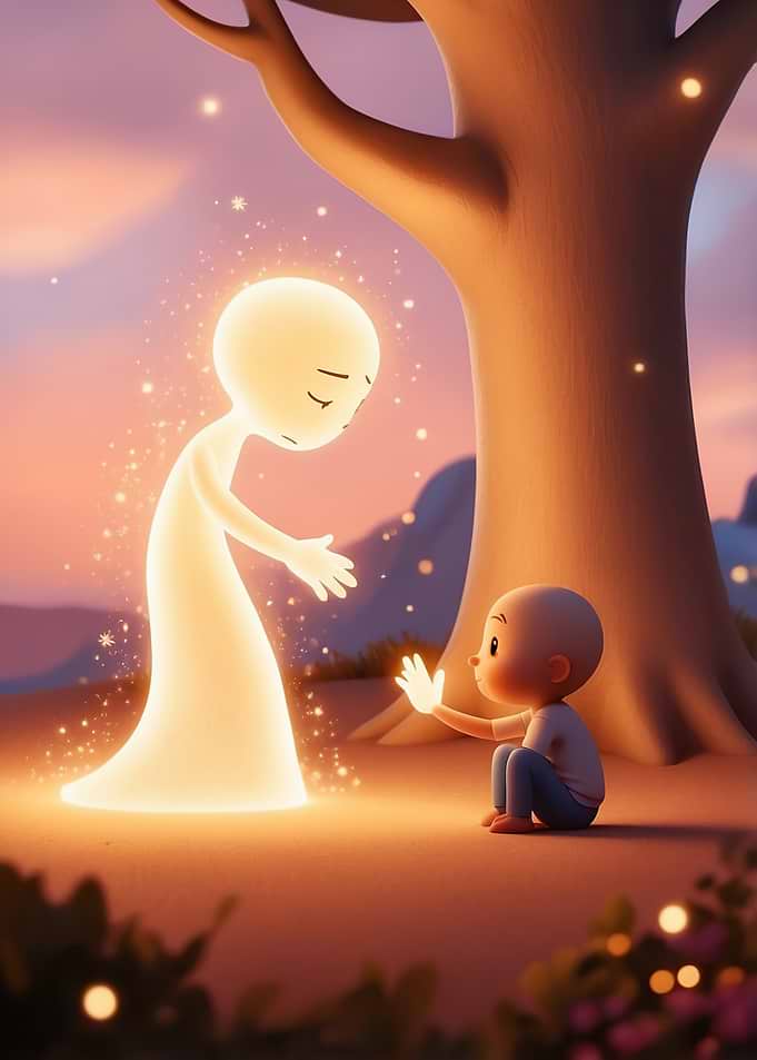 Glowing Spirit and Boy