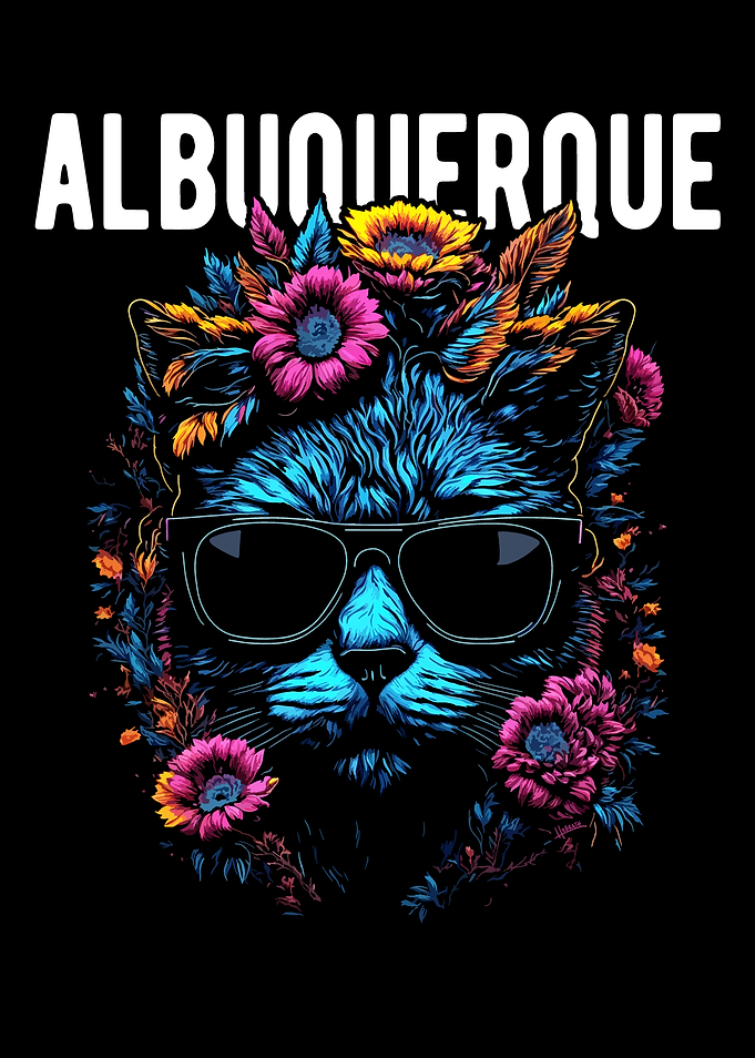 Albuquerque Cat with Flowers
