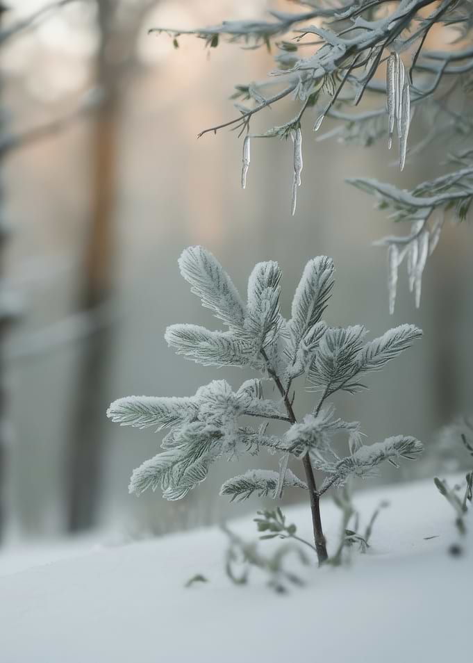 Snowy Pine Branch