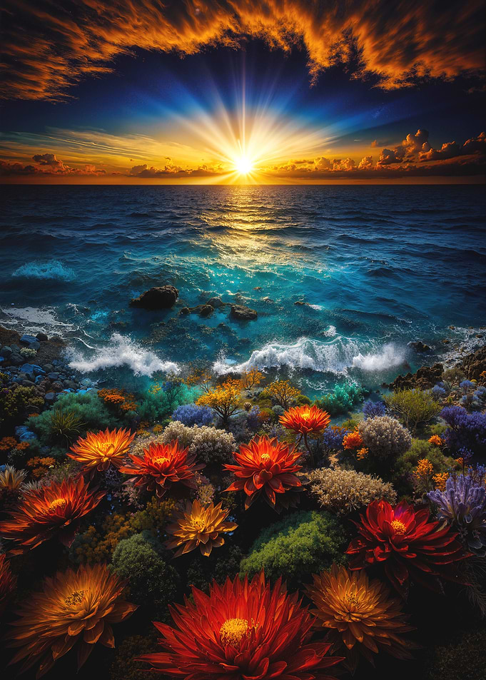 Sunset Ocean Bloom