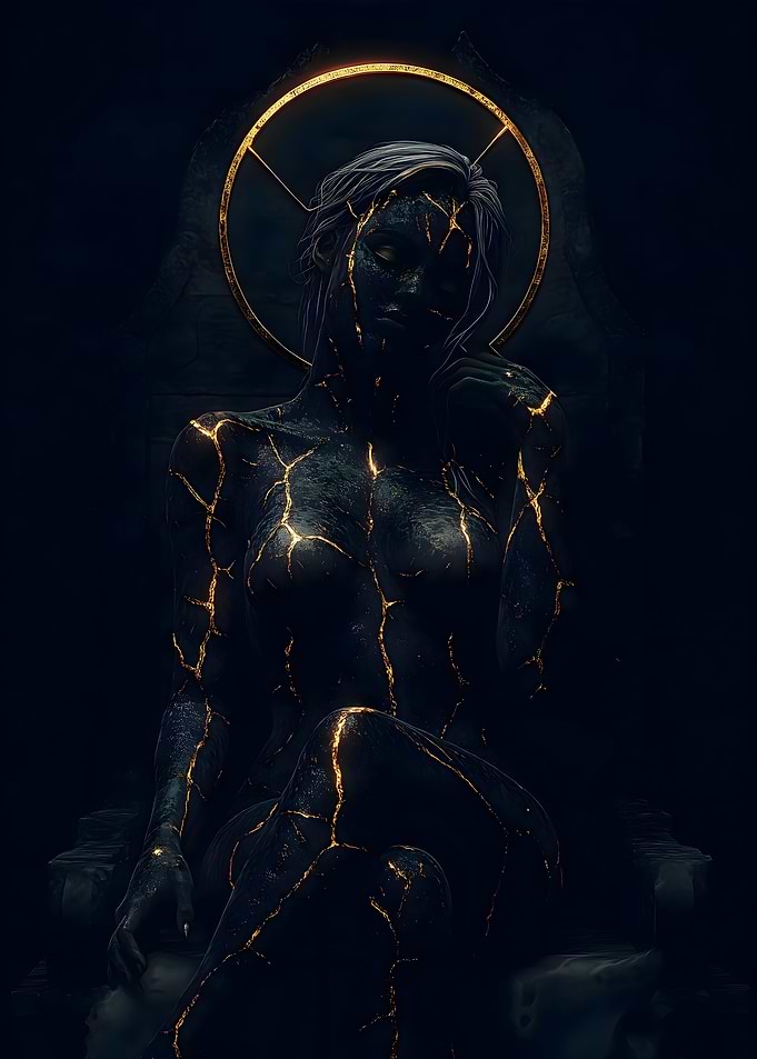 Golden Crackled Figure