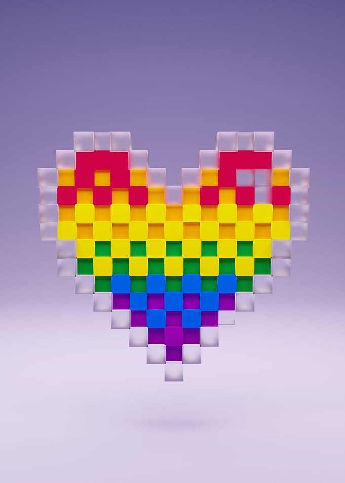 Pixelated Rainbow Heart