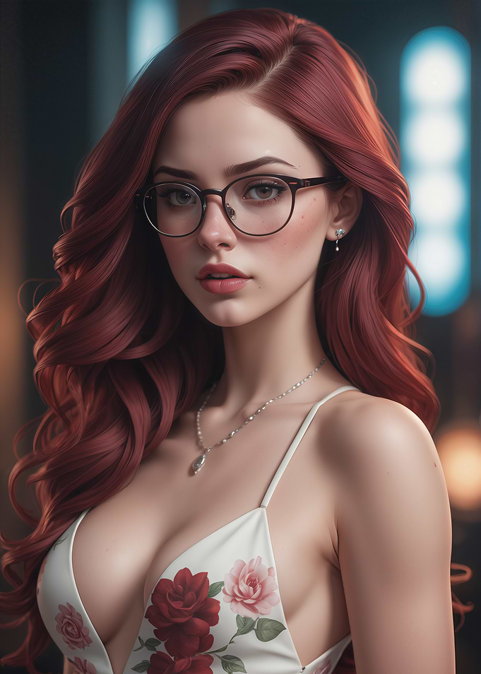 Redhead Woman in Glasses