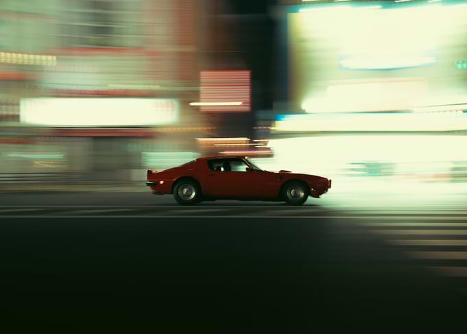 Red Sports Car Night Drive