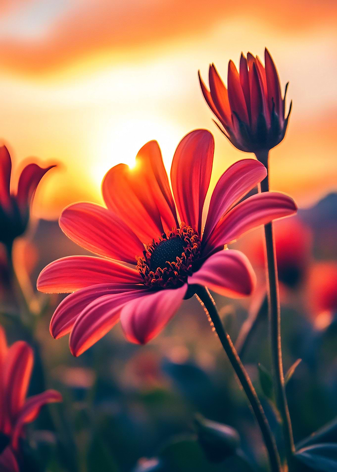 Pink Flower Sunset