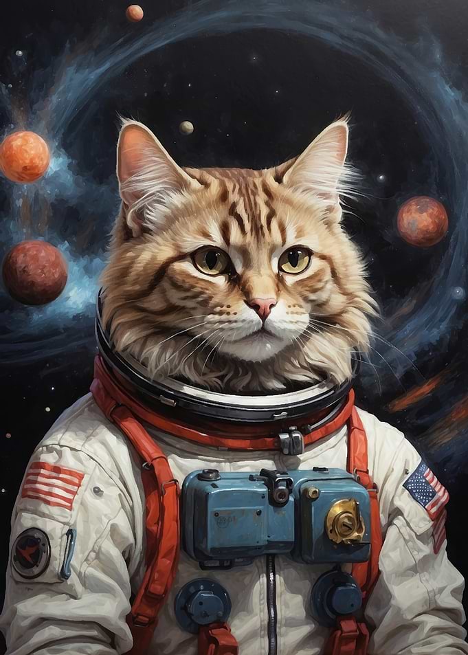 Cat Astronaut in Space